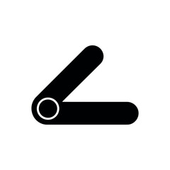 Fototapeta premium A black and white icon of a bent tube or pipe with a circular end