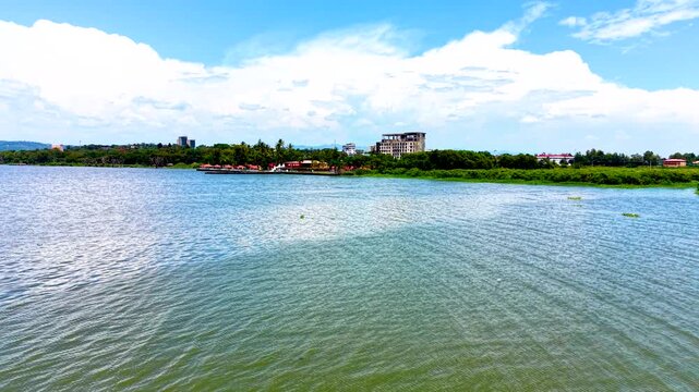 Cinematic bird&rsquo;s-eye view capturing the breathtaking horizon and tranquil environment of lake Victoria shared by Kenya, Uganda, and Tanzania. lake Victoria water lake