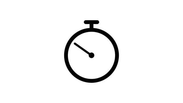 Stopwatch timer icon animation on transparent background with alpha channel. Minimal stopwatch time indicator for countdown and timing control 4k video