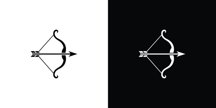Black and white sagittarius symbol on contrasting backgrounds