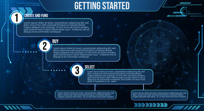 Vector horizontal template banner with futuristic infographics.