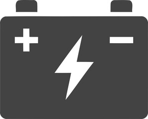 Fototapeta premium A simple gray battery icon with a lightning bolt