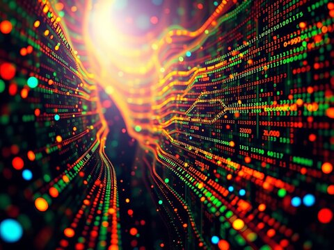 Envisioning the transmission of bits and bytes in a seamless digital flow,  signal,  abstract