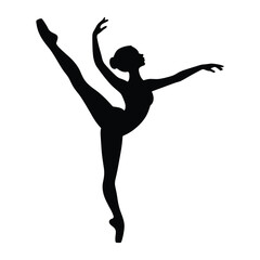 Obraz premium Elegant ballerina performing dynamic dance move in studio