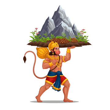 Hanuman Jayanti celebration with monkey god carrying mountain on his head