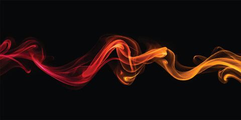 Dynamic abstract red fire background featuring glowing curves and fractal motion smoke patterns on a black backdrop design © Hena Akter