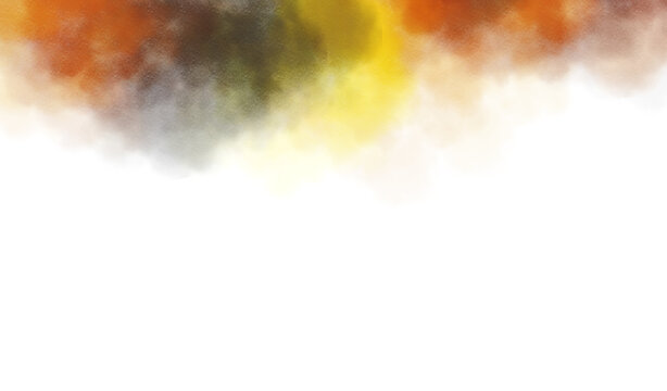 Abstract colorful clouds fluffy effect overlay png. Realistic smoke and smog vapour steam effect, grunge texture. Watercolor paint stains texture or brush strokes effect.