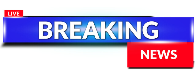 Fototapeta premium Red and Blue Live Breaking News TV Broadcast Lower Third Overlay, News Channel Live Alert Lower Third Banner Template