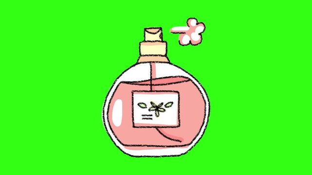 Perfume spray bottle animation on blue screen