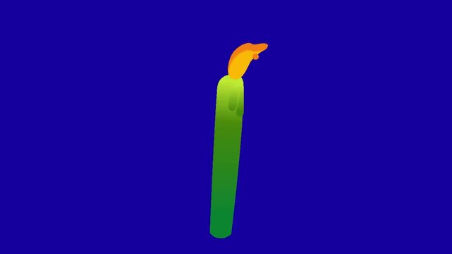 Candle light motion animation on blue screen