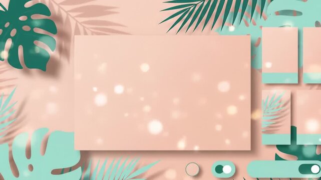 Tropical Leaves and Bokeh Lights Background With Copy Space and Social Media Templates