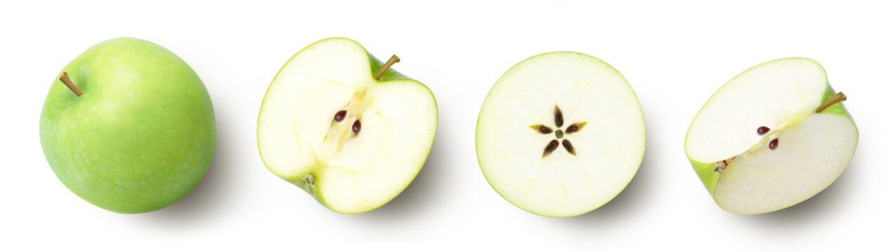Green apple on white