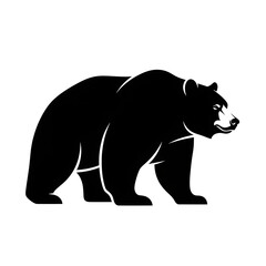 Obraz premium A black bear silhouette standing on a white background, conveying a sense of wildlife and nature.