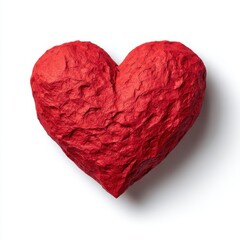 Sparkling Red Heart Shape Against White Background With Soft Shadow