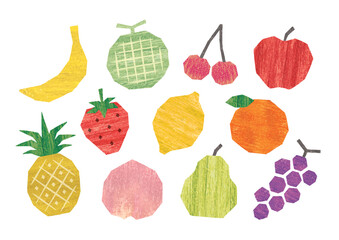 Obraz premium 切り絵のようなアクリル画のフルーツ