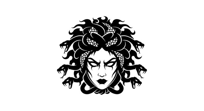 Medusa head with snakes hair.