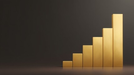 Golden bars representing financial growth and success on a dark background showcasing progress in investment and prosperity