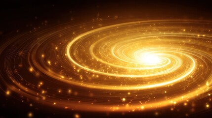 Obraz premium Stunning Golden Swirl of Light and Stars in a Cosmic Swirl Design for Space and Science Themes