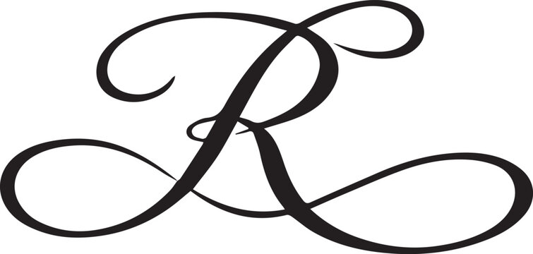 Elegant cursive script letter r with decorative flourishes and loops Vector