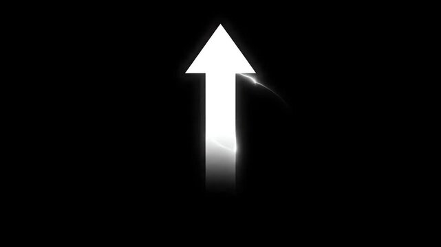 Dynamic swipe up 4k video animation with white arrow on black