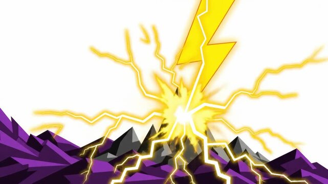 Dramatic Lightning Strike Illuminates Jagged Mountain Peaks.