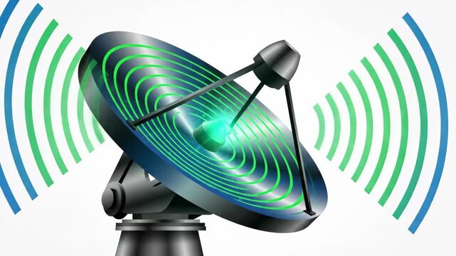 Satellite Dish Broadcasting Signals Through The Air.