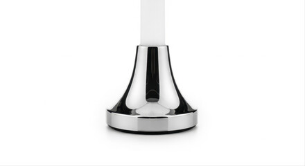 Modern fiber lamp with sleek chrome base isolated on white background, showcasing minimalist design and contemporary style