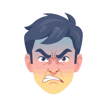 Angry Man Face Expression, Frustrated Person Emotion, Aggressive Mood