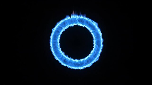 Glowing blue circle on black background, technology concept with motion graphics.
