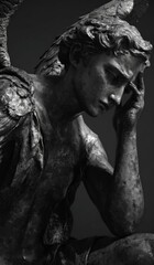 Obraz premium black and white close-up of an angel statue 