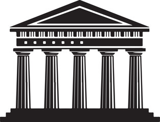 Classic ancient Greek temple with columns and triangular roof architecture design element © Anamul