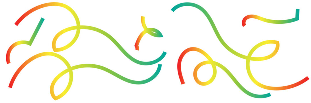 Abstract Rainbow Gradient Curved Lines Collection &ndash; Modern Wave Line Elements