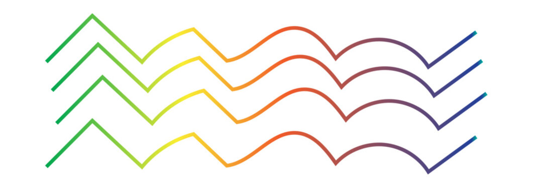 Abstract Rainbow Gradient Curved Lines Collection &ndash; Modern Wave Line Elements