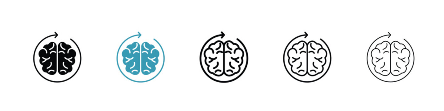 Memory recall icon in line art style on white background for graphic and web design.