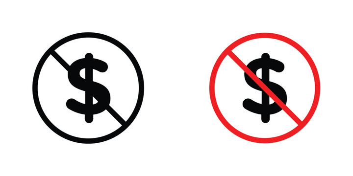 No dollar signs in line art style on white background for graphic and web design.