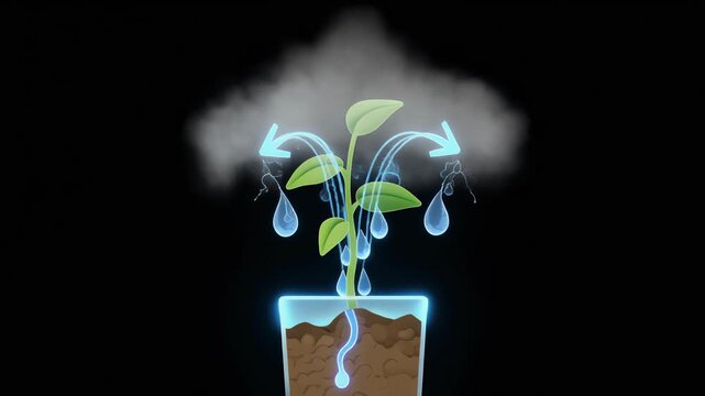 Growing Plant In Pot Watering And Growth Stages.