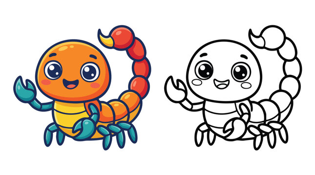 Coloring Book Scorpion Vector Illustration Page for Children