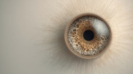 Detailed macro shot of an eye, highlighting intricate textures and colors 