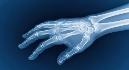 Naklejka premium X-ray image of human hand bones.
