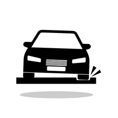 Obraz premium Pothole icon with a car shadow