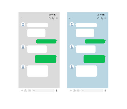 チャットアプリUI画面テンプレートセット（スマートフォンメッセージ画面・SNSトーク画面）Chat App UI Template