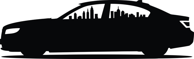 Fototapeta premium Urban Skyline Car Silhouette