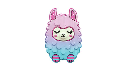 Fototapeta premium Cute Pink and Blue Llama Toy with Closed Eyes