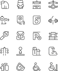 Fototapeta premium Collection of black and white representing various and activities line activities symbols tools