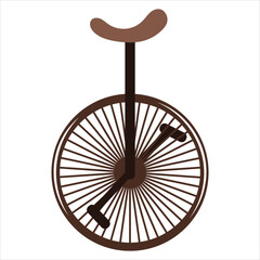 Unicycle with brown seat and pedal on white background icon art © MD ABDUL MOMIN