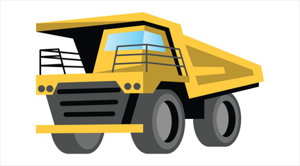 Yellow mining dump truck large heavy vehicle on white background © MD ABDUL MOMIN