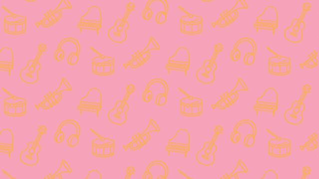 Musical instrument doddle pattern design 