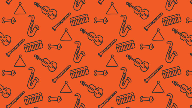 Musical instrument doddle pattern design 