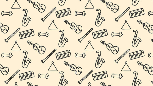Musical instrument doddle pattern design 