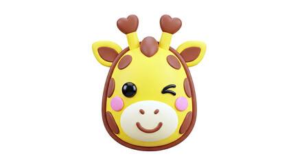 Cute 3D Cartoon Giraffe Face Icon
